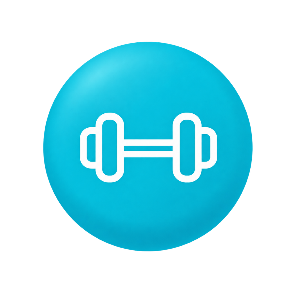 Icono de mancuerna asociado a rehabilitación muscular Denervación: Icono de estimulación eléctrica muscular