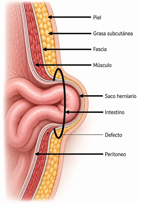 Qué es una hernia de la pared abdominal